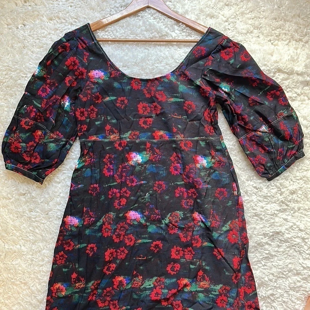 NWT RACHEL COMEY × TARGET Kodak Red Floral Print Volume 3/4 Sleeve dress